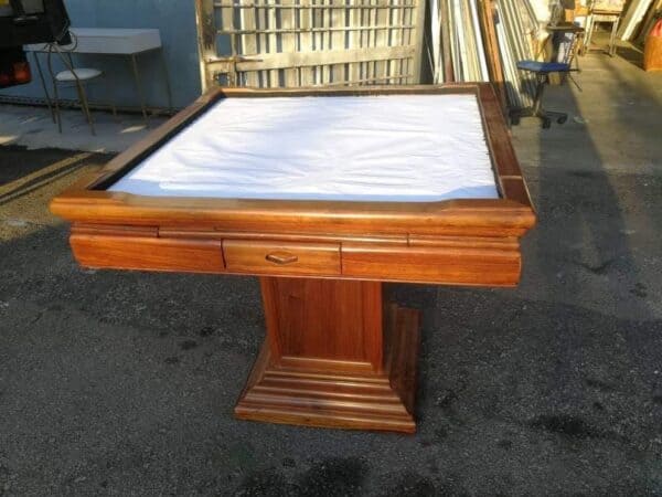 Square Rosewood Mahjong Table with 4 Drawers
