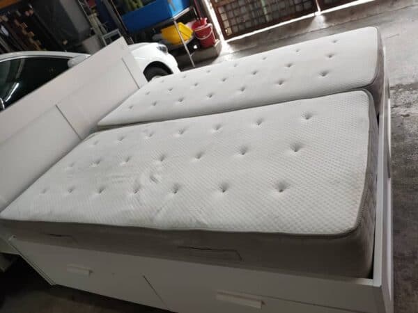 IKEA Brimnes King Bed Frame with storage and headboard come with mattress