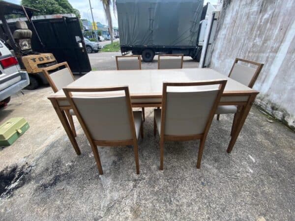 Lorenzo oakwood dining table with drawers with matching 6 chairs