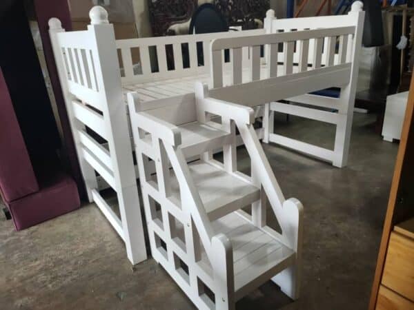 solid wood loft bed with stair