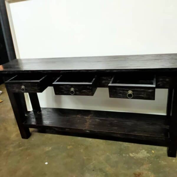 teak wood console table with drawers