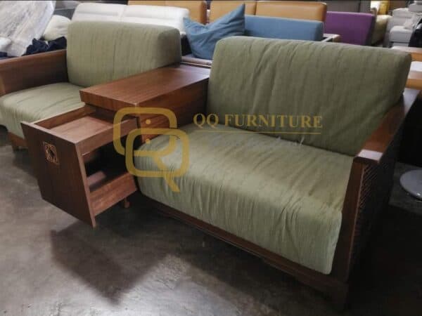 Lorenzo 4 seater sofa walnut frame with side table