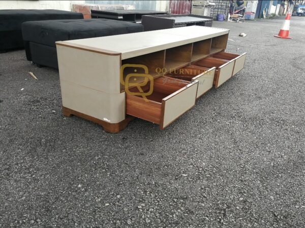 Lorenzo TV Console leather frame with 4 drawers
