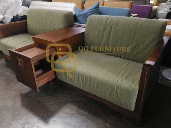 Lorenzo sofa walnut wood frame with side table