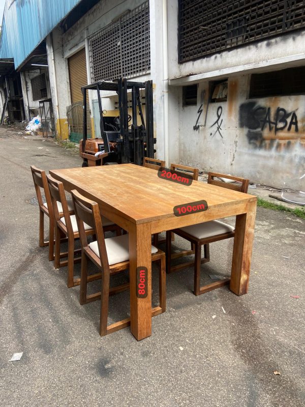 Solid Wood Dining Table with 6 Chairs