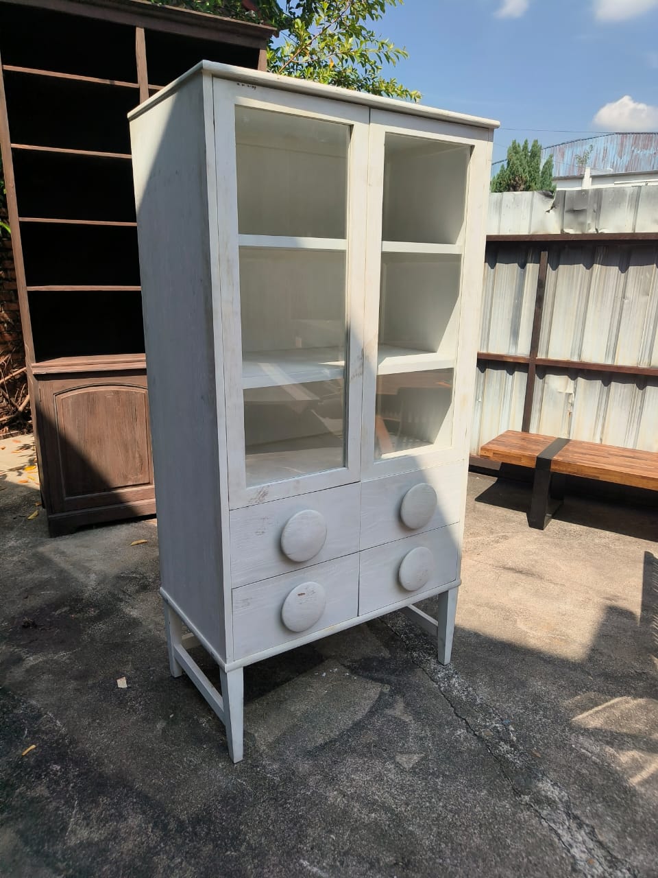 Glass Display Cabinet in Teak Wood