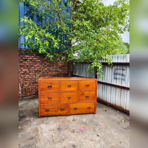Teak Wood Console Table with 8 Drawers